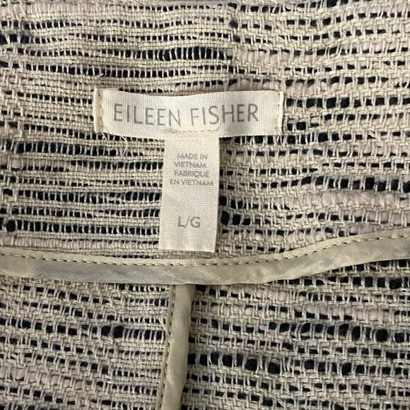 Eileen Fisher Handwoven Organic Cotton Furrows Natural Cropped Jacket, Size L - Picture 9 of 11